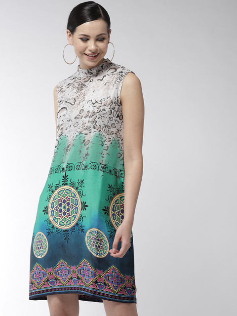 

StyleStone Multicoloured Animal Crepe A-Line Dress, Multi