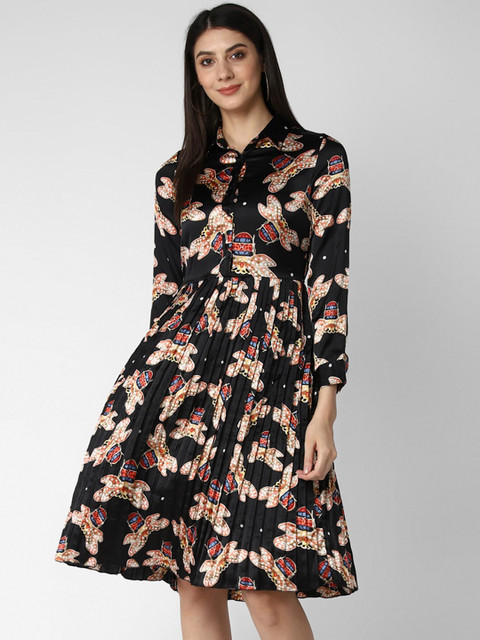 

StyleStone Black & Pink Satin Dress