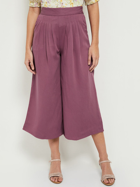 

max Women Purple Pleated Culottes Trousers
