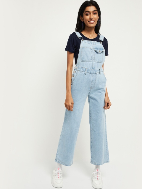 

max Women Blue Solid Slim-Fit Dungaree