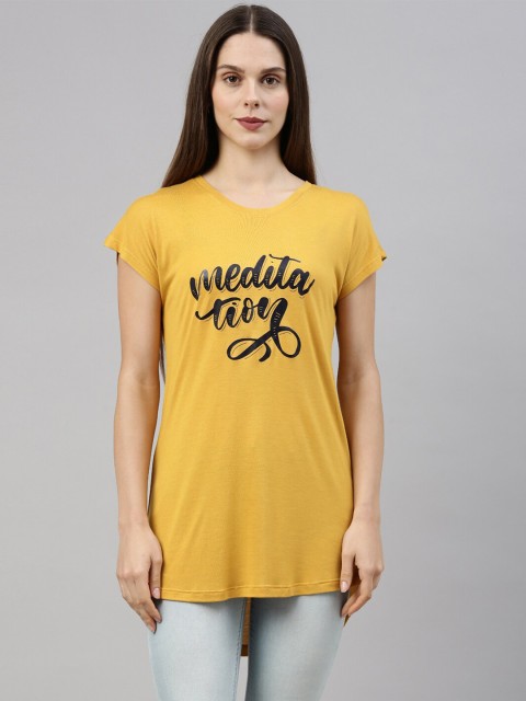 

GOLDSTROMS Women Mustard Yellow Printed T-shirt