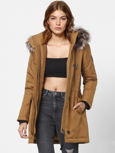 

ONLY Women Brown Longline Fur Winter Parka Jacket