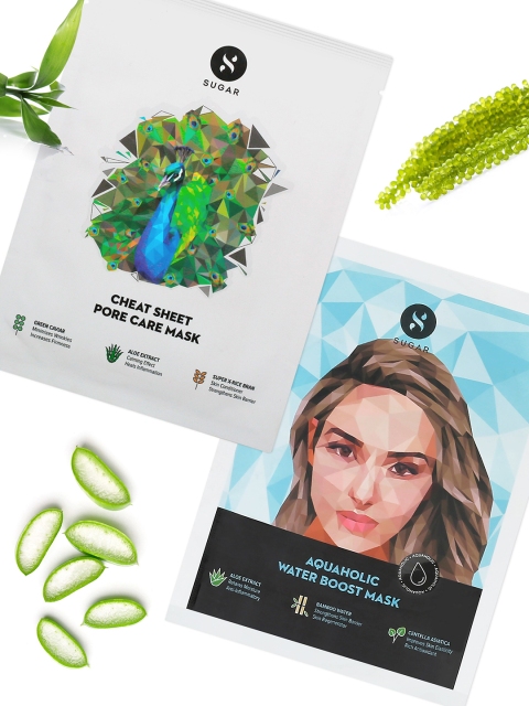 

SUGAR Daily Masking Combo - Cheat Sheet Pore Care Mask + Aquaholic Water Boost Mask, Multi