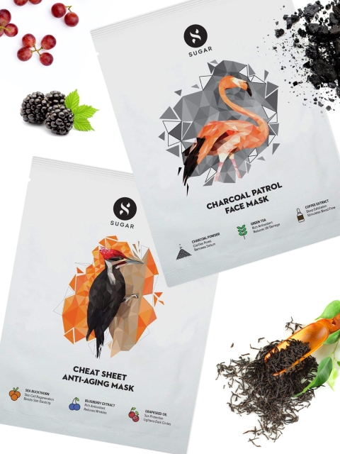 

SUGAR Daily Masking Combo - Charcoal Patrol Face Mask + Cheat Sheet Anti Ageing Mask, Multi