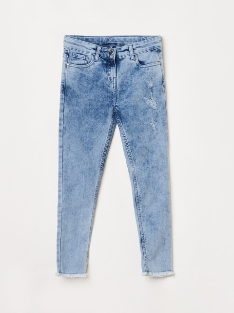 

Fame Forever by Lifestyle Girls Blue Slim Fit Low Distress Heavy Fade Bleached Jeans