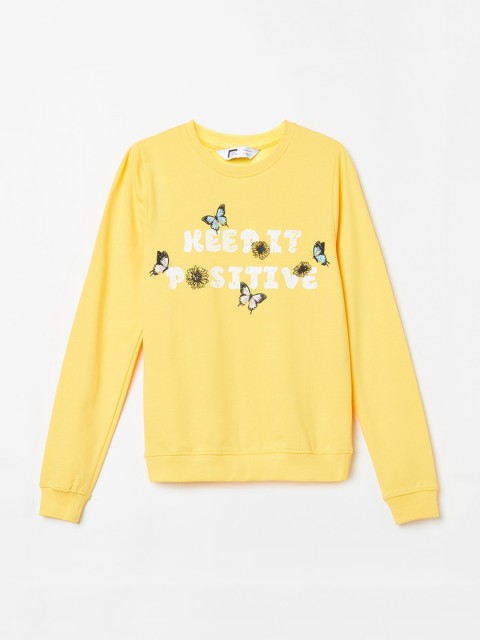 

Fame Forever by Lifestyle Girls Yellow & White Typography Printed Cotton Sweatshirt