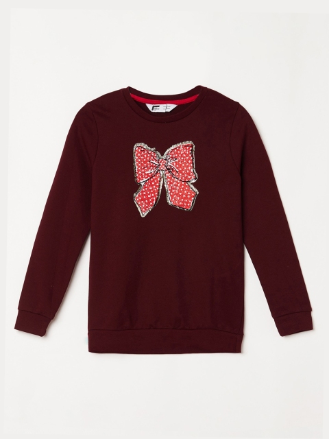 

Fame Forever by Lifestyle Girls Maroon & Red Embellished Cotton Sweatshirt