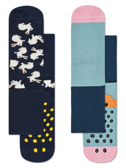 

Happy Socks Kids Pack Of 2 Bunny Patterned Above Ankle-Length Anti-Slip Socks, Black
