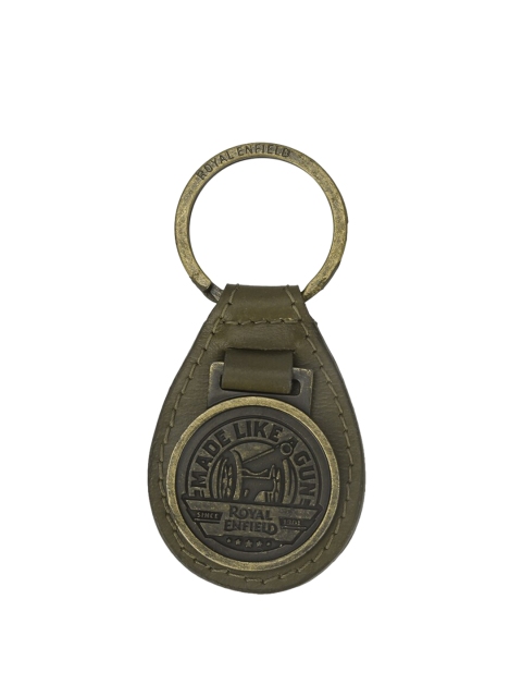 

Royal Enfield Green & Gold-Toned Leather Antique Key Chain