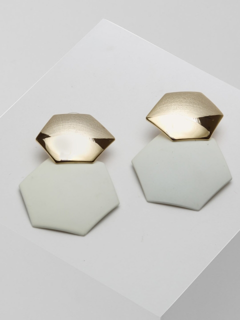 

AVANT-GARDE PARIS White & Gold-Plated Geometric Studs Earrings
