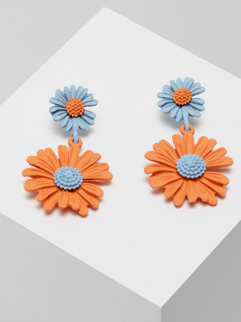 

AVANT-GARDE PARIS Orange & Blue Floral Drop Earrings