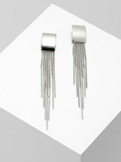 

AVANT-GARDE PARIS Silver-Toned Contemporary Drop Earrings