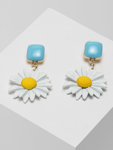 

AVANT-GARDE PARIS White & Turquoise Blue Floral Drop Earrings