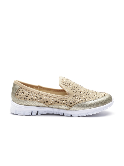 

Carlton London Women Beige Embellished Slip-Ons