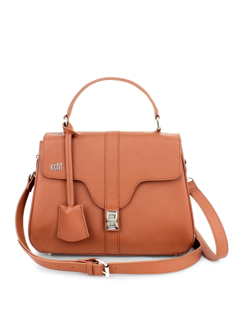 

echt Brown Leather Structured Handbags
