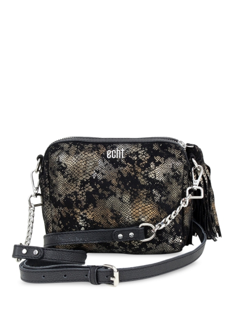 

echt Multicoloured Animal Printed Leather Structured Sling Bag with Tasselled, Multi
