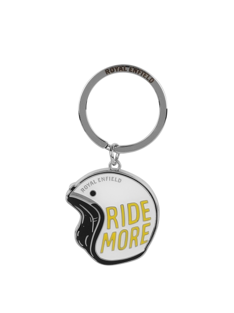 

Royal Enfield White & Silver-Toned Printed Key Chain