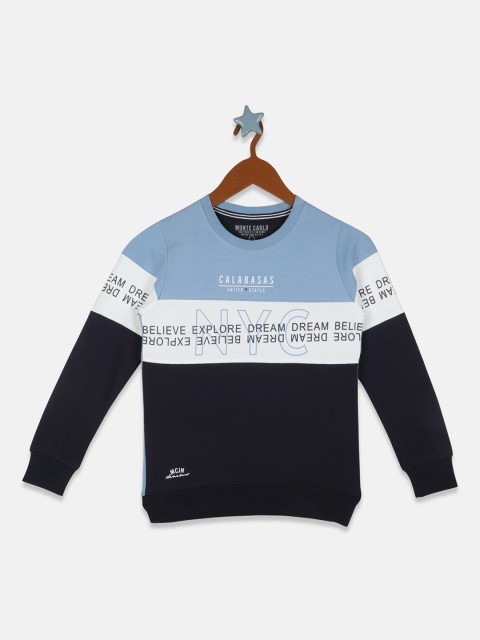 

Monte Carlo Boys Black & Navy Blue Typography Printed Cotton Sweatshirt