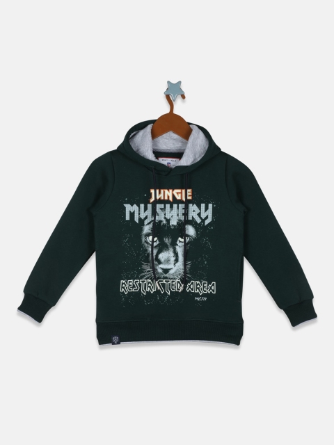 

Monte Carlo Boys Green & White Printed Hooded Sweatshirt