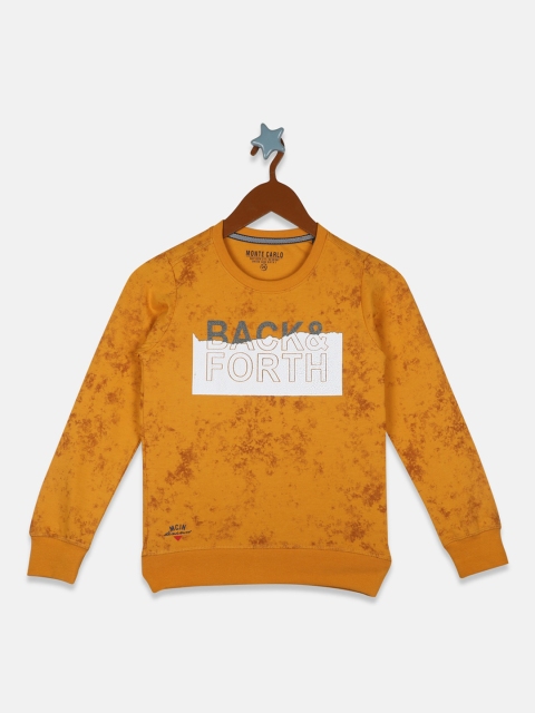 

Monte Carlo Boys Mustard Yellow & White Typography Printed Sweatshirt