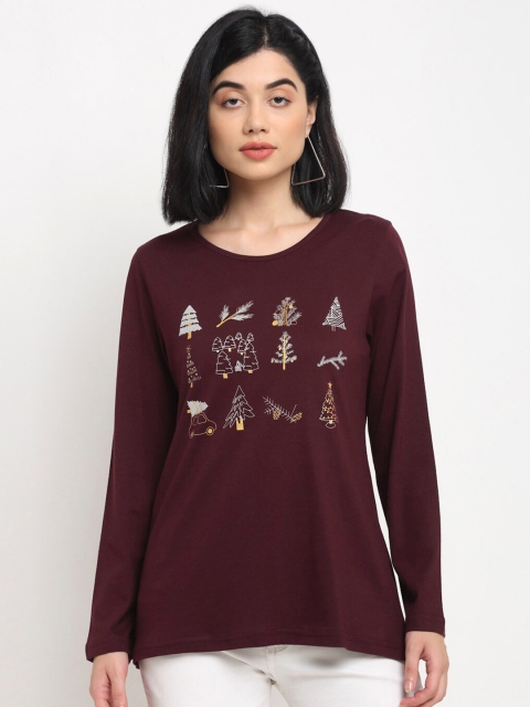 

Kanvin Women Brown & Off White Printed T-shirt