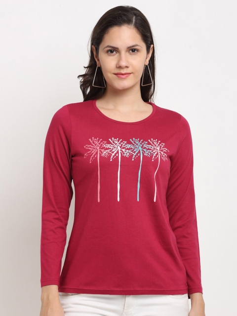 

Kanvin Women Red Printed T-shirt