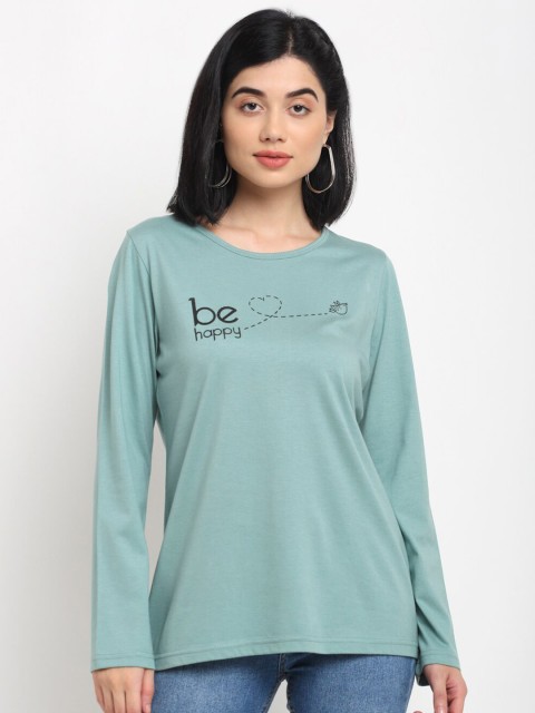 

Kanvin Women Blue Printed T-shirt