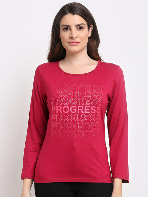 

Kanvin Women Red Typography Printed T-shirt