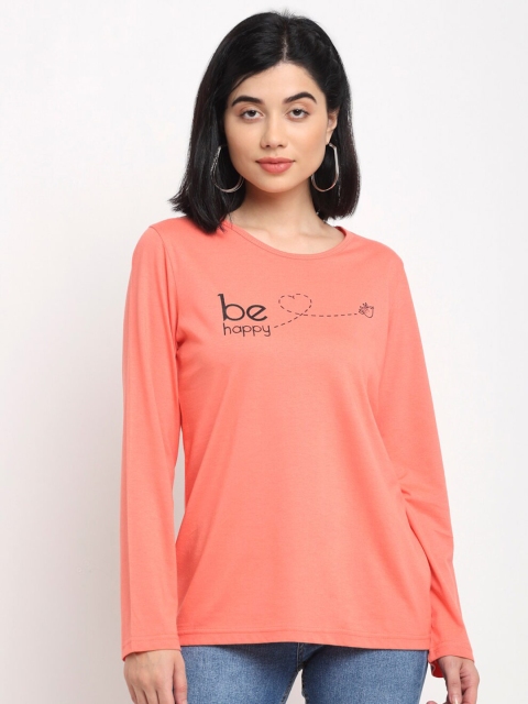 

Kanvin Women Peach Printed T-shirt