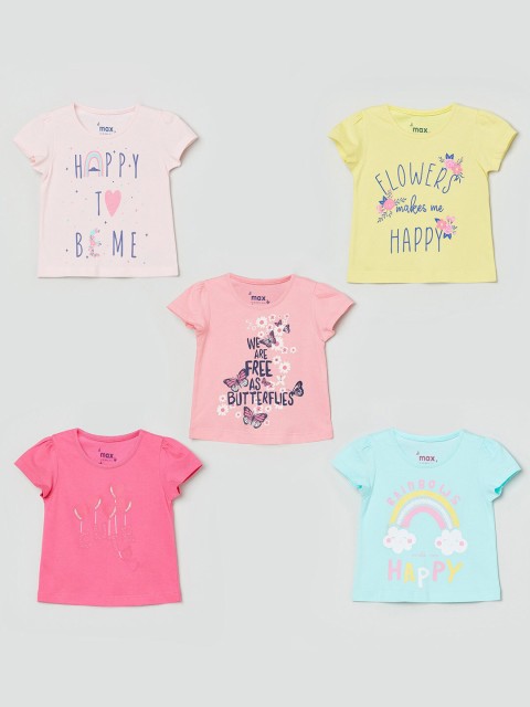 

max Girls Multicoloured 5 Printed T-shirt, Multi