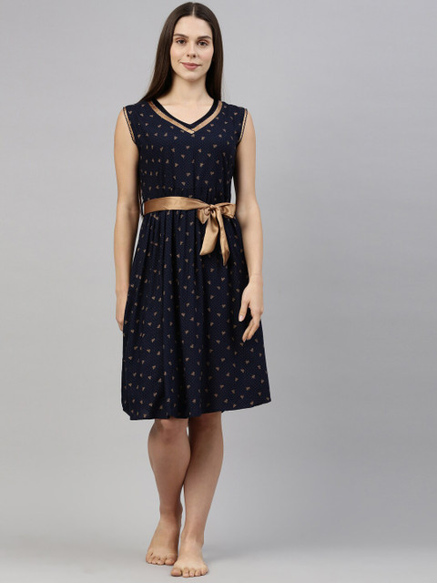 

GOLDSTROMS Navy Blue Printed Nightdress