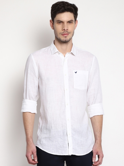 

Blackberrys Men White Slim Fit Opaque Linen Casual Shirt