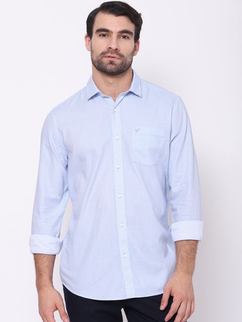 

Blackberrys Men Blue & White Slim Fit Horizontal Stripes Opaque Cotton Casual Shirt