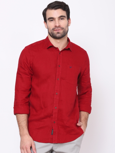 

Blackberrys Men Red Slim Fit Opaque Linen Casual Shirt