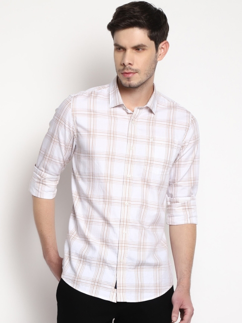 

Blackberrys Men White Slim Fit Opaque Checked Casual Shirt