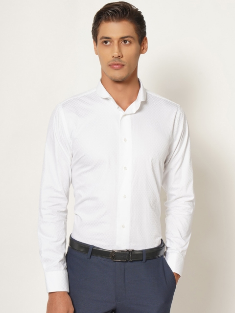 

Blackberrys Men White India Slim Fit Opaque Pure Cotton Formal Shirt