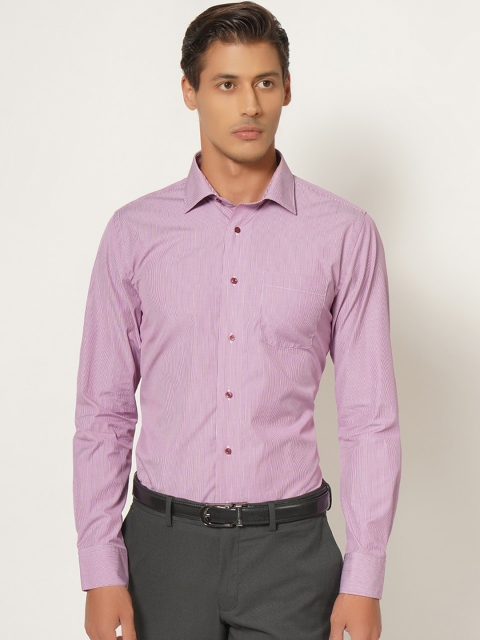 

Blackberrys Men Purple Slim Fit Micro Checks Opaque Striped Casual Shirt
