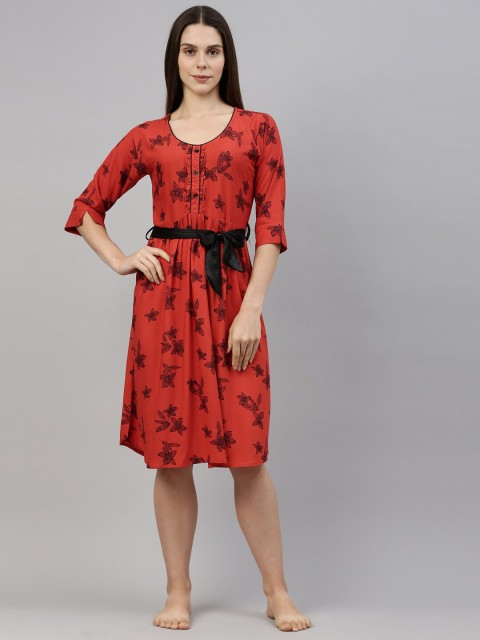 

GOLDSTROMS Women Red Printed Nightdress