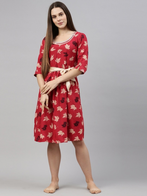 

GOLDSTROMS Women Red Printed Nightdress