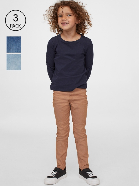 

H&M Girls Blue & Beige 3-pack Denim Leggings
