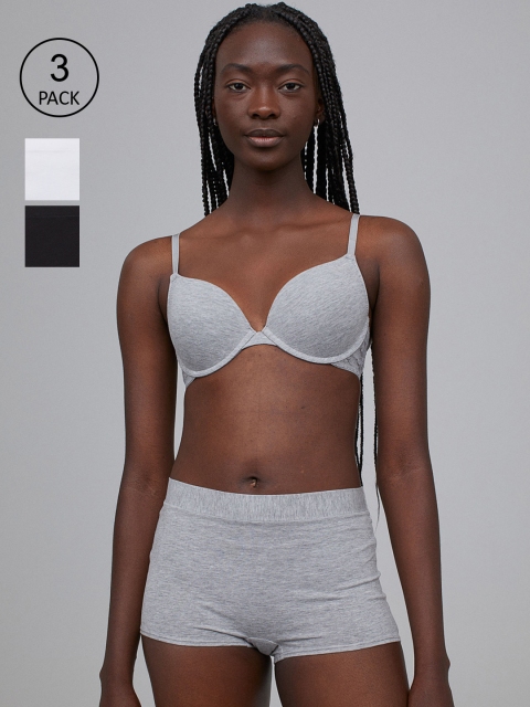 

H&M Women White & Black 3-pack Cotton Shortie Briefs