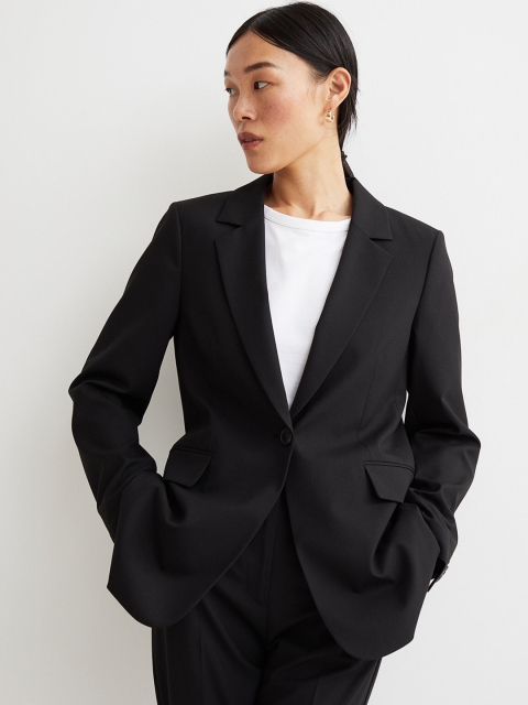 

H&M Women Black Single-Breasted Jacket