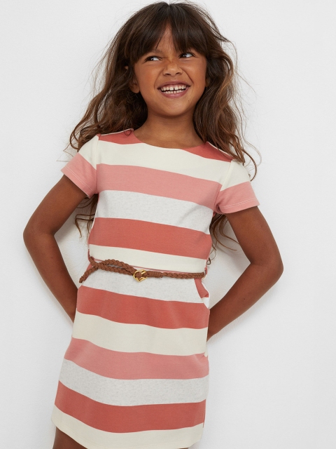 

H&M Girls Multi Striped Belted dress