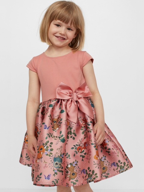 

H&M Girls Pink Printed Flared-Skirt Dress