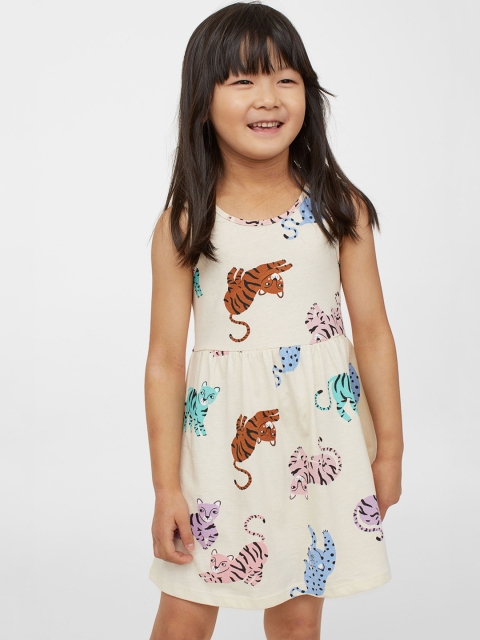 

H&M Girls Beige Printed & Patterned Jersey Dress