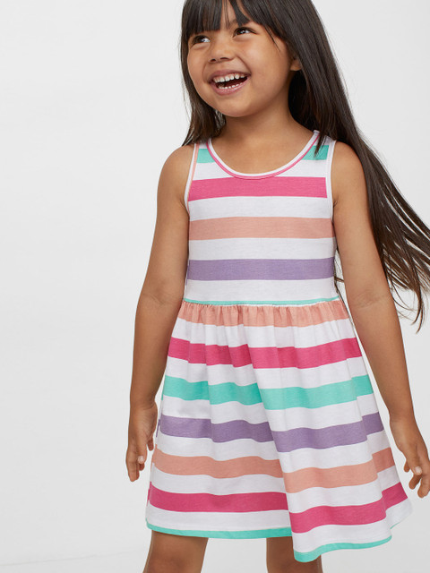 

H&M Girls Multi Patterned & Striped Jersey Dress