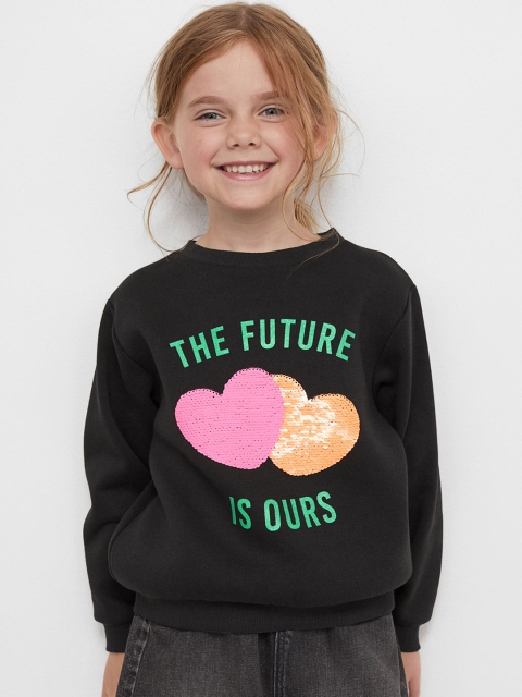 

H&M Girls Charcoal Grey Sequinned Sweatshirt