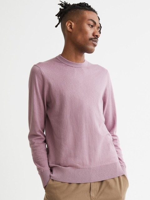 

H&M Men Purple Solid Cashmere-Blend Jumper