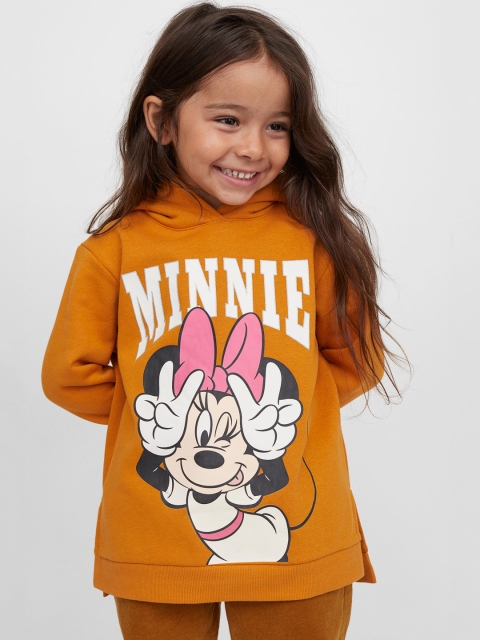 

H&M Girls Orange Printed Hoodie