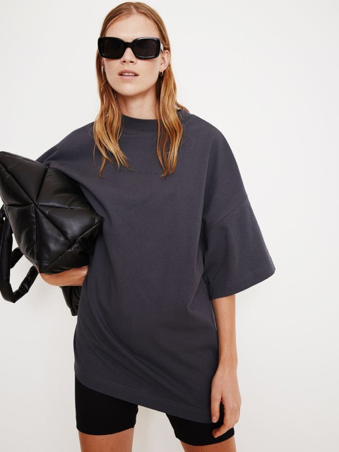

H&M Women Grey Solid Oversized T-shirt